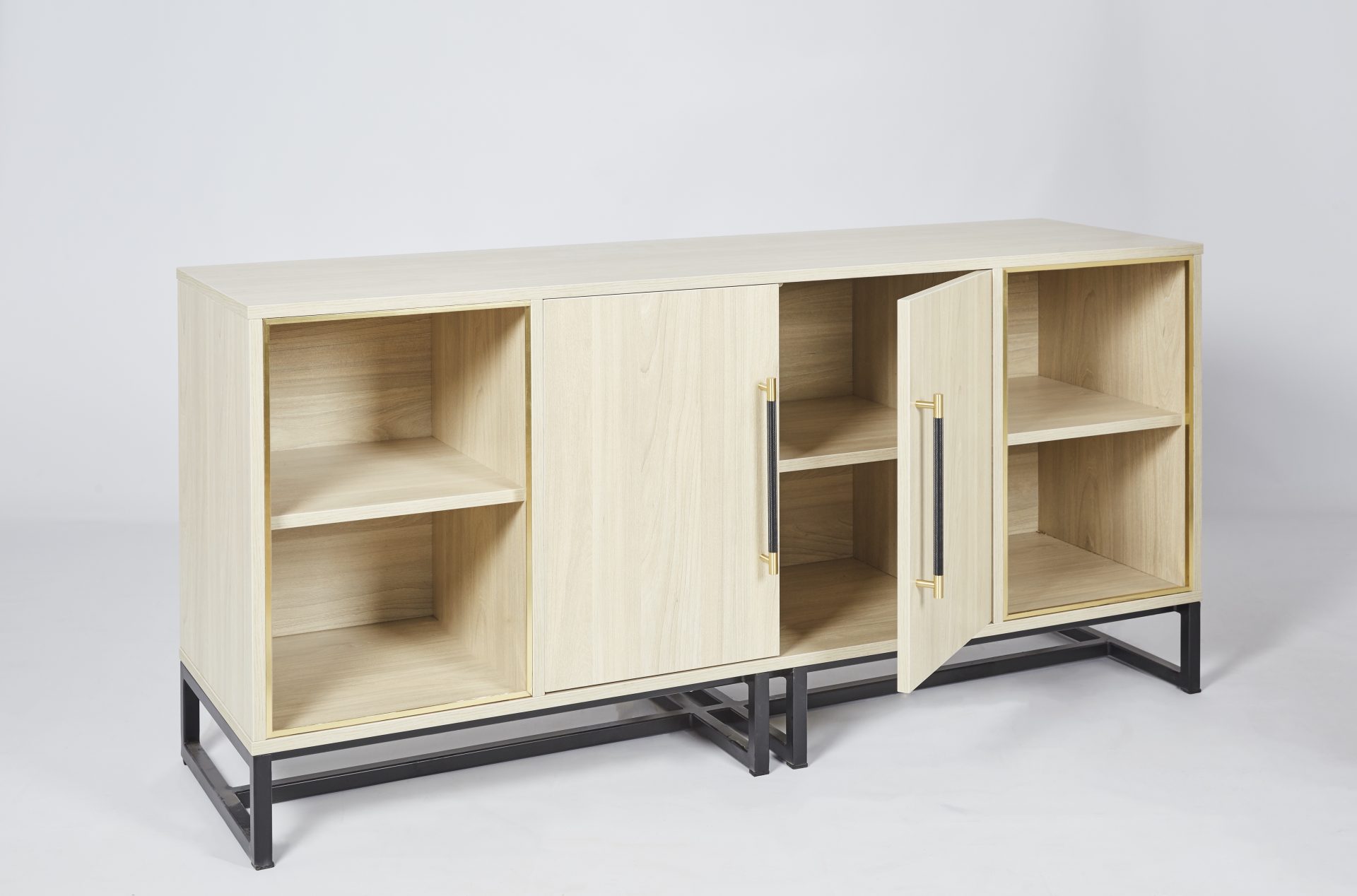 ROOBBA Light Maple Sideboard With Black & Gold Detailing